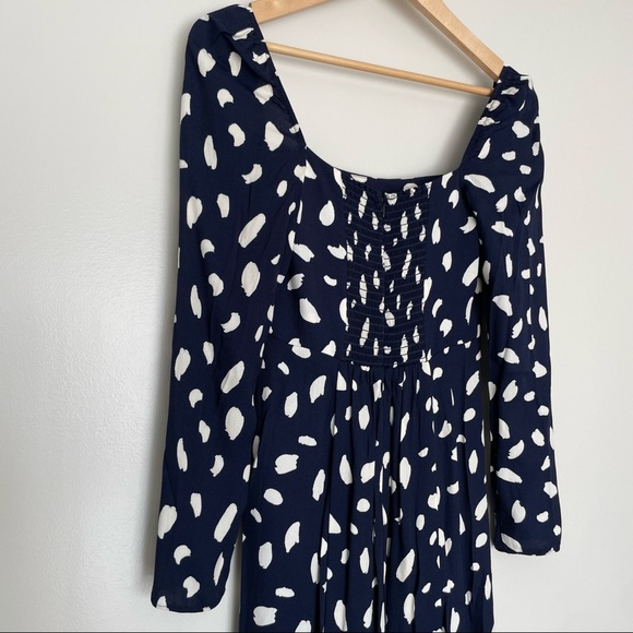 New! Reformation Sigmund Dress Splatter Print Navy Blue and White Size 2 - Picture 10 of 13